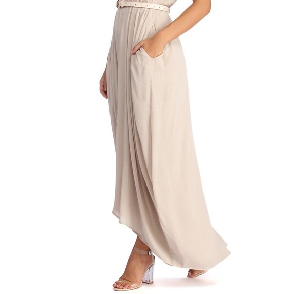 Taupe casual linen maxi dress - Picture 3 of 3
